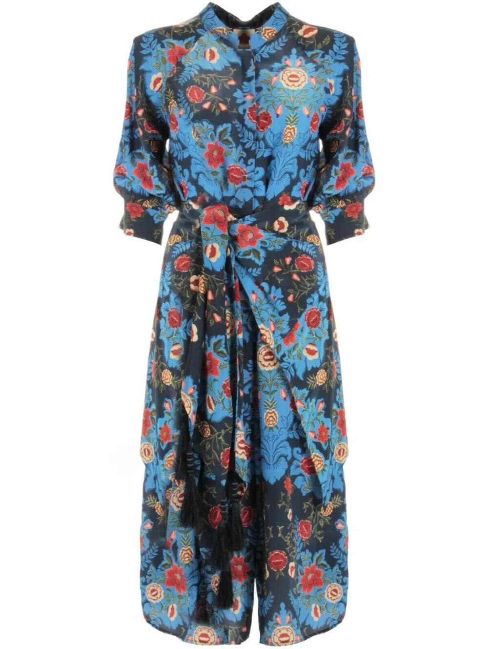 NEW, Farm Rio  Blue Arabesque Floral Print Midi dress size M  #MD1803